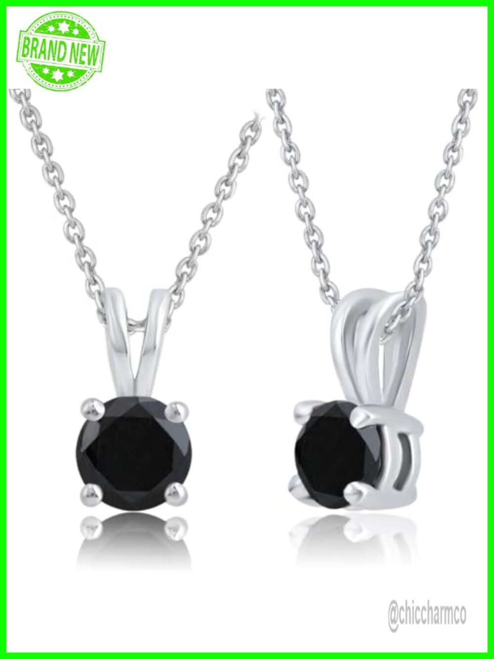 1/4 cttw Black Diamond Solitaire Pendant Necklace 925 Silver 14K White Gold